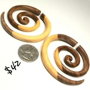 Wooden Super Spirals for Standard Ear Piercings